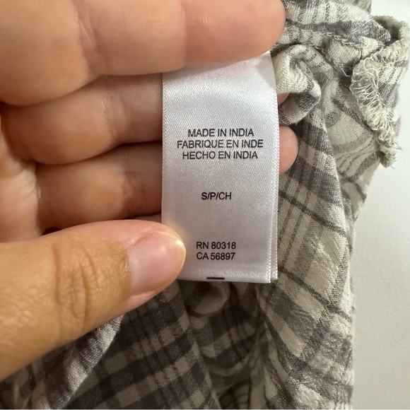 🤍 Lucky Brand Grey Plaid Button Front Shirt, Women’s Small, Cotton Blend - Picture 3 of 8
